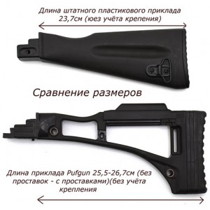 Приклад для АКМ, АК-74, Сайга, ВПО-136, ВПО-209/B Черный [PUFGUN]
